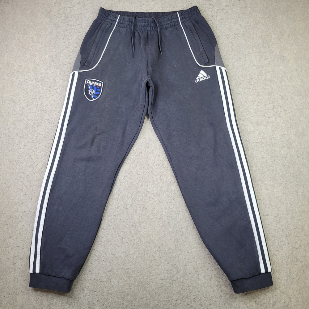 San Jose Quakes Adidas Joggers Sweatpants Mens M Charcoal 3 Stripe Soccer
